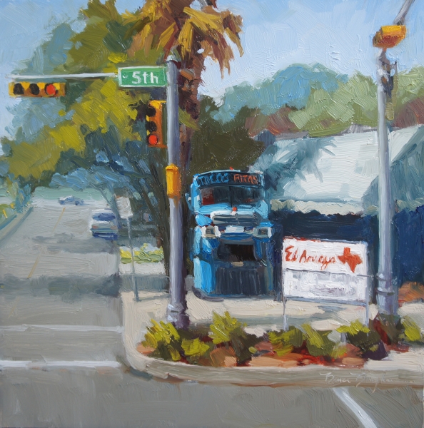 Tacos on 5th - oil painting by Bruce Bingham