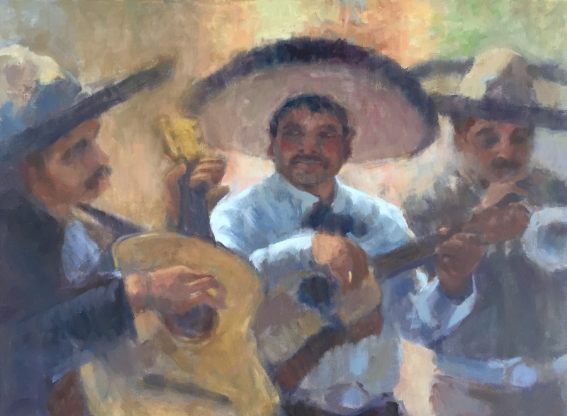 Mariachi Brothers - oil painting by Bruce Bingham