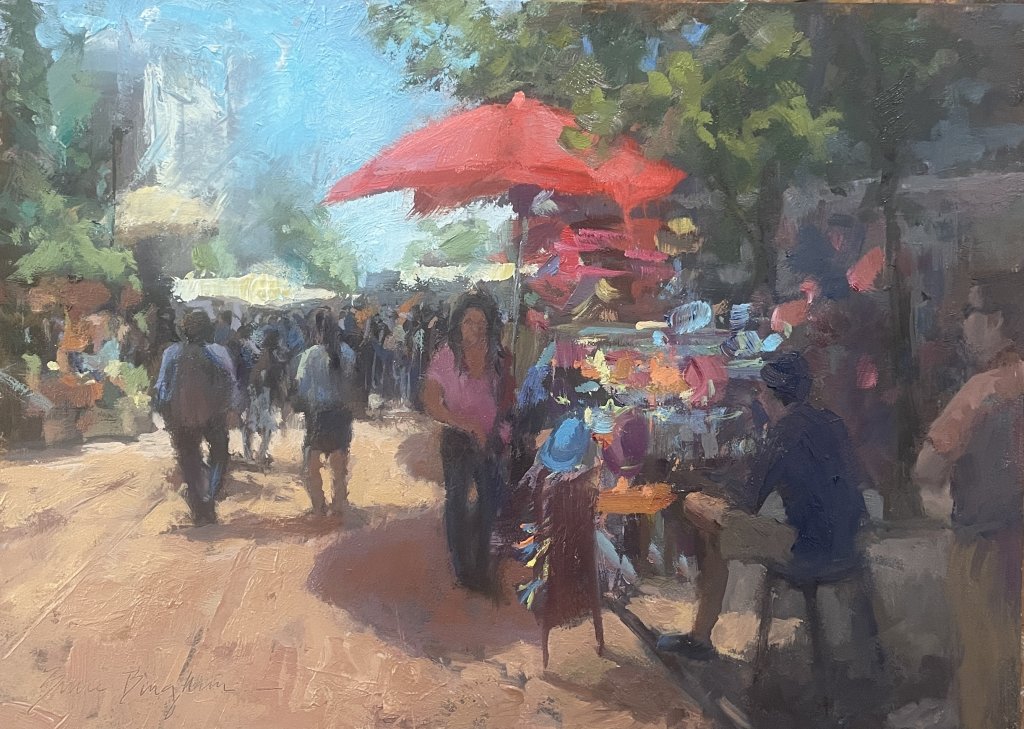 South American Market - original oil painting by Bruce Bingham